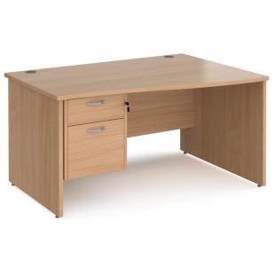 Universal Right Hand Wave Desk With 2 Lockable Drawers, 1.4m Wide
