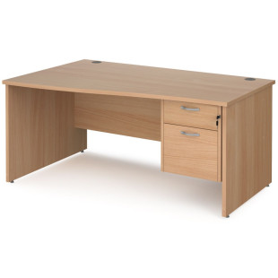 Universal Left Hand Wave Desk With 2 Lockable Drawers, 1.4m Wide