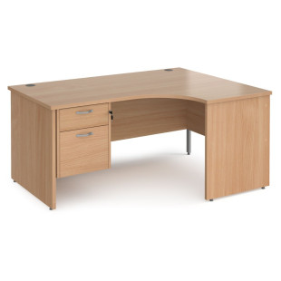 Universal Right Hand Curved Desk With 2 Lockable Drawers, 1.6m Wide